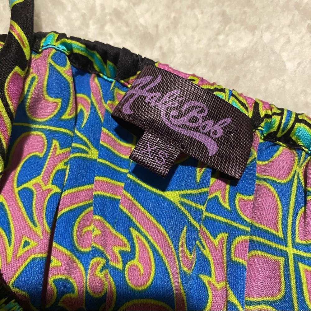 HALE BOB womens silk halter dress bright bold print XS - Picture 5 of 5